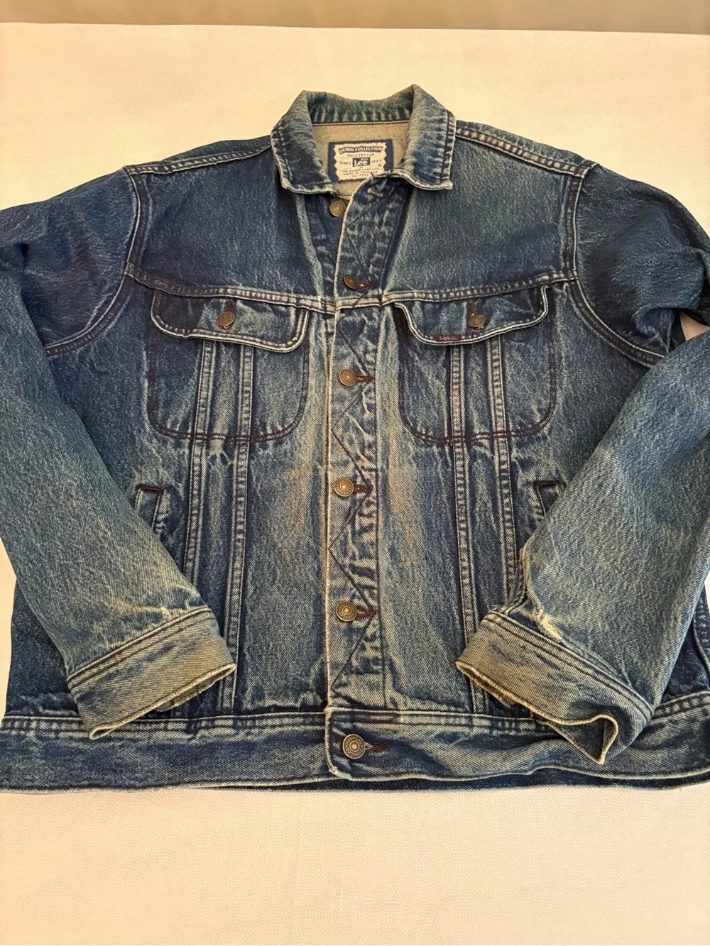 Vintage Lee Men's Distressed Vintage Blue Denim Jacket